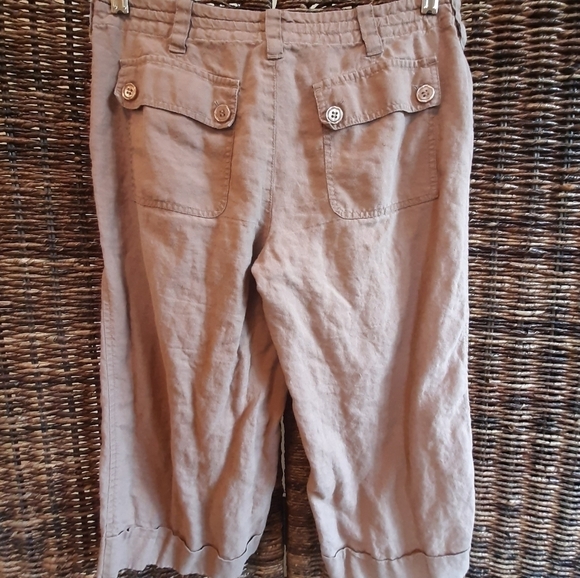 London Jean Chino 100% Linen Cropped Pants Lagenlook Coastal - Picture 2 of 10